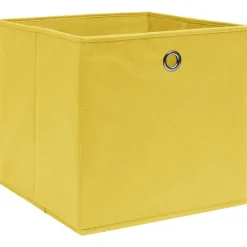 Produits Ménagers-vidaXL Boîtes de rangement 4 pcs Tissu intissé 28x28x28 cm Jaune
