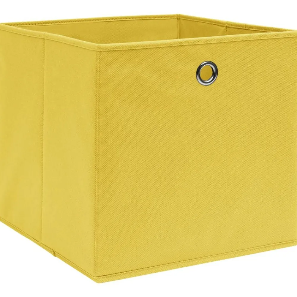 Produits Ménagers-vidaXL Boîtes de rangement 4 pcs Tissu intissé 28x28x28 cm Jaune