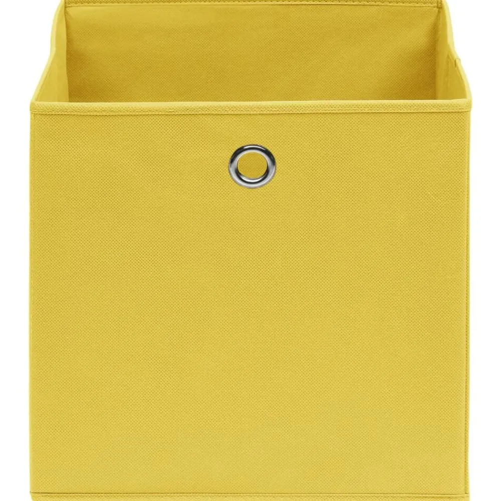 Produits Ménagers-vidaXL Boîtes de rangement 4 pcs Tissu intissé 28x28x28 cm Jaune