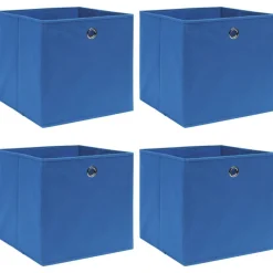 Produits Ménagers-vidaXL Boîtes de rangement 4 pcs Bleu 32x32x32 cm Tissu Bleu sans couvercles