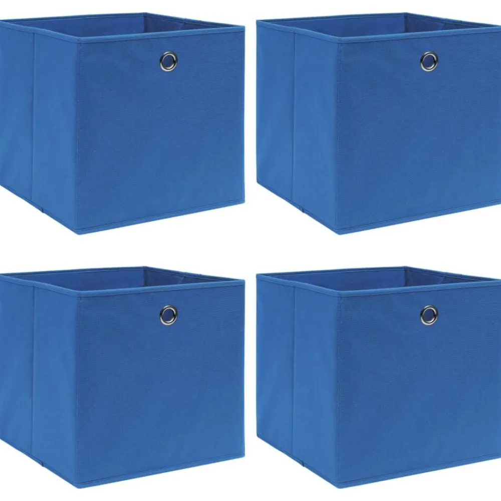 Produits Ménagers-vidaXL Boîtes de rangement 4 pcs Bleu 32x32x32 cm Tissu Bleu sans couvercles