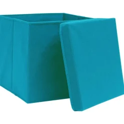 vidaXL Boîtes de rangement et couvercles 4 pcs Bleu 32x32x32 cm Tissu