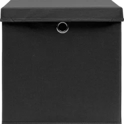 Produits Ménagers-vidaXL Boîtes de rangement avec couvercle 4 pcs Noir 32x32x32 cm Tissu Noir avec couvercles