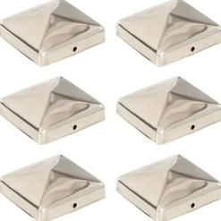 vidaXL Bouchons de poteau de clôture pyramidaux 6 pcs Inox 71x71 mm