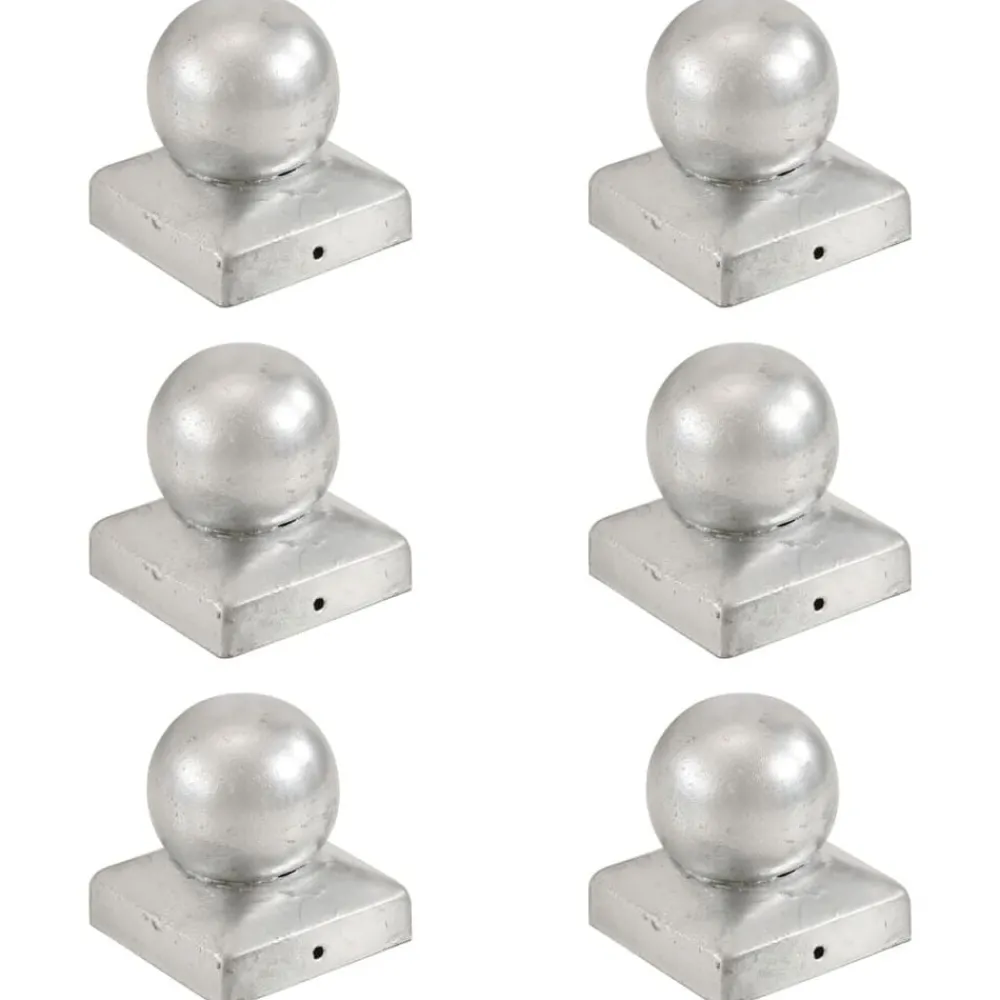 vidaXL Bouchons de poteau 6 pcs Globe final Métal galvanisé 71x71 mm