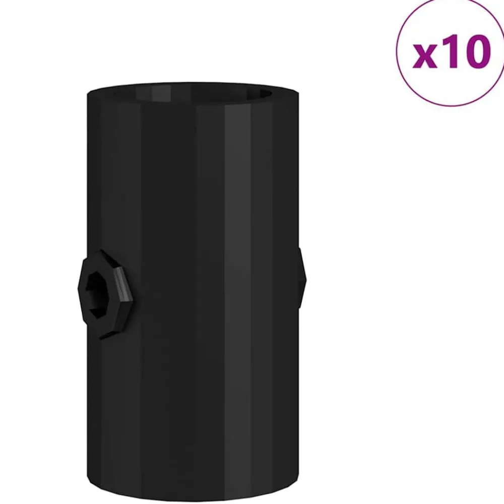 vidaXL Bouchons de table de baby-foot 10 pcs Noir 1,7 x 1,7 x 3,2 cm