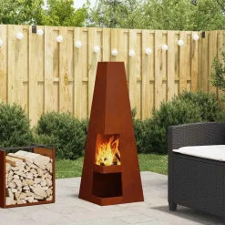 Cheminées-vidaXL Braise Marron 35 x 35 x 100 cm Acier Corten Acier corten/marron