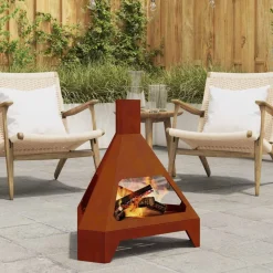 Cheminées-vidaXL Braise Marron 50 x 43 x 52 cm Acier patiné Acier corten/marron