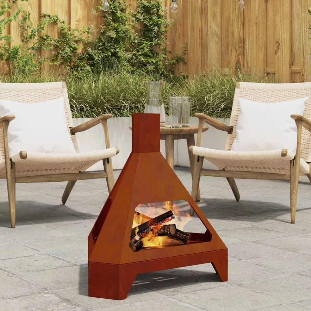 Cheminées-vidaXL Braise Marron 50 x 43 x 52 cm Acier patiné Acier corten/marron