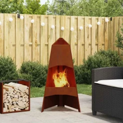 vidaXL Braise Marron 50 x 50 x 95 cm Acier patiné