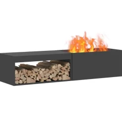 Cheminées-vidaXL Braise Noir 160 x 45 x 35 cm Acier Acier laminé à froid/noir