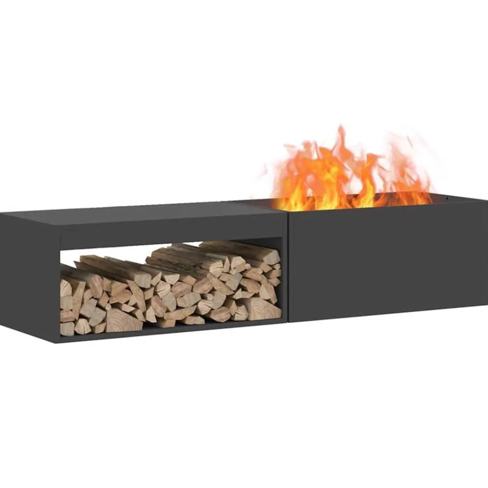 Cheminées-vidaXL Braise Noir 160 x 45 x 35 cm Acier Acier laminé à froid/noir
