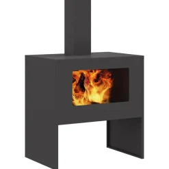 Cheminées-vidaXL Braise Noir 60 x 40 x 96 cm Acier Acier laminé &agrave; froid/noir