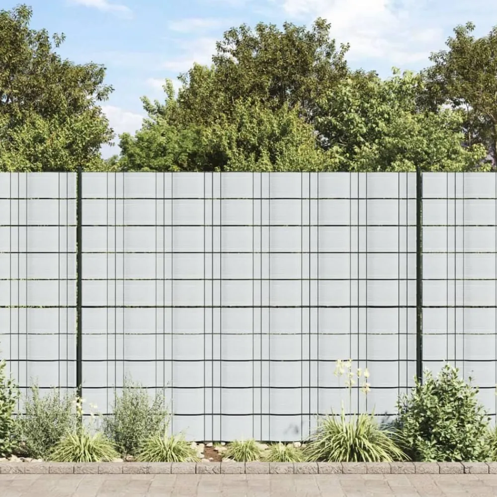 Clôtures & Barrières-vidaXL Brises-vues de jardin 10 pcs 252,5x19 cm PVC Gris clair