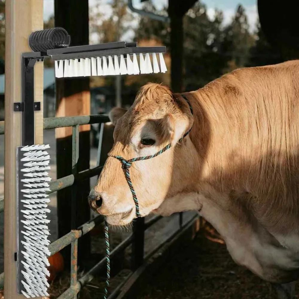 Agriculture-vidaXL Brosses pour le bétail Noir et 84 x 10 x 91 cm PVC Blanc