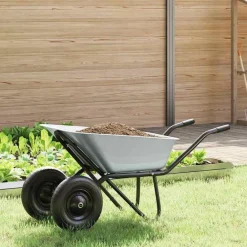 vidaXL Brouette Argent et noir 137 x 60 x 65,5 cm Acier