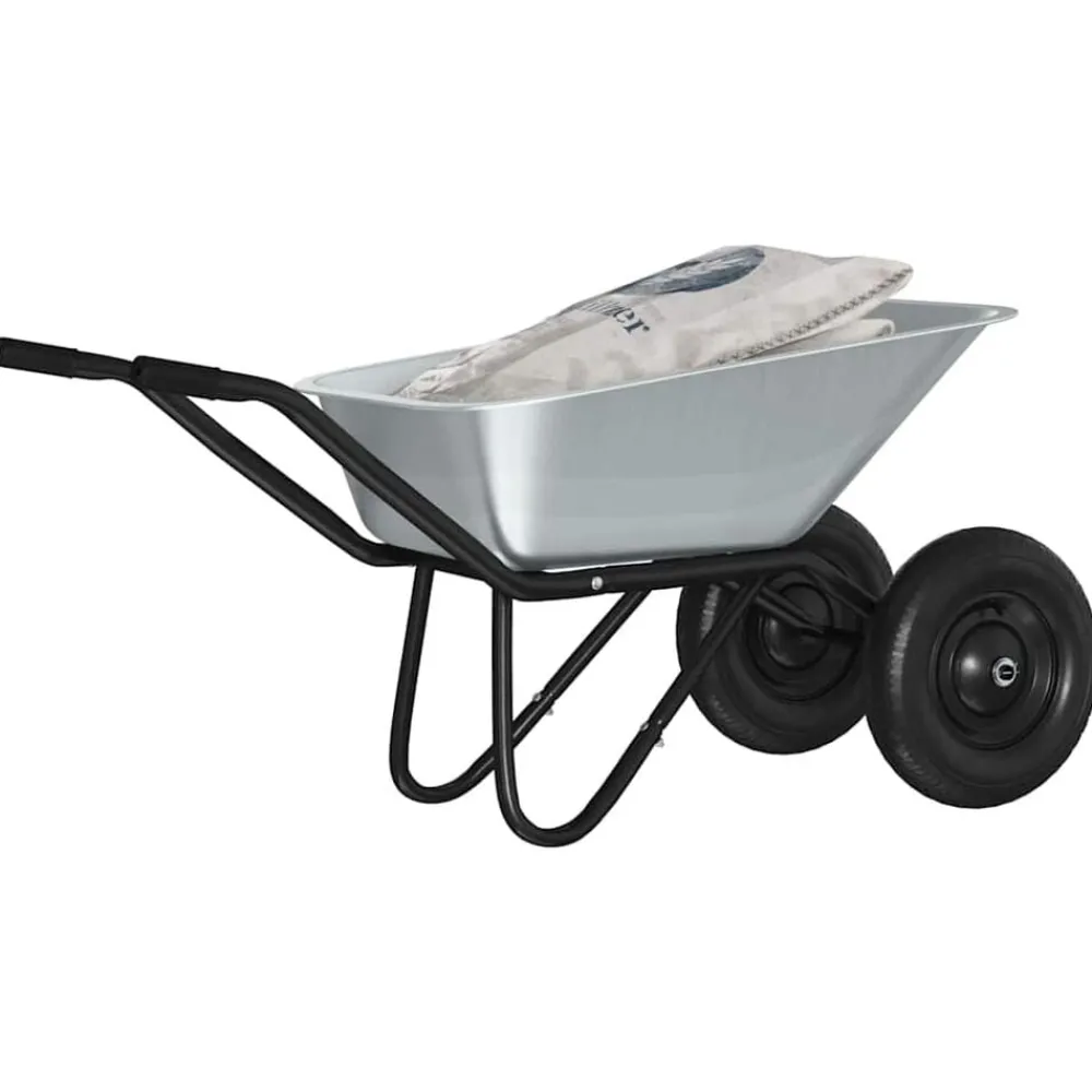 vidaXL Brouette Argent et noir 137 x 60 x 65,5 cm Acier