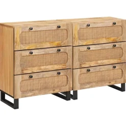 vidaXL Buffet 2 pcs Marron 60 x 33 x 75 cm Bois de mangue massif