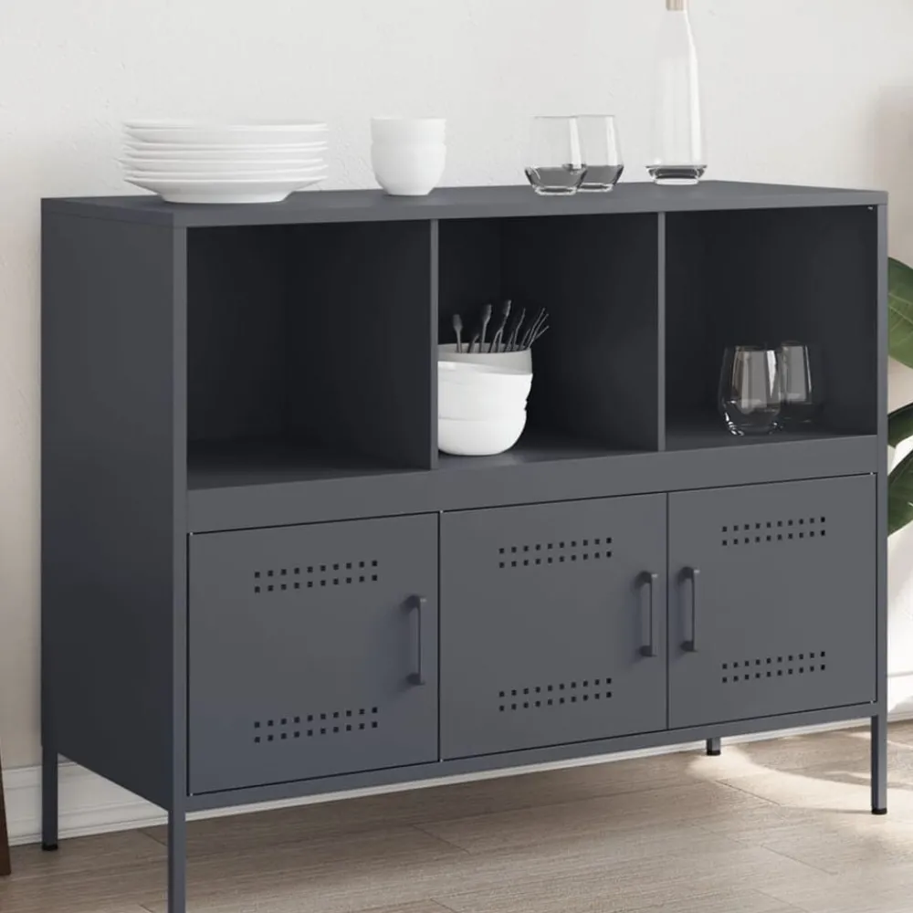 Armoires & Meubles De Rangement-vidaXL Buffet 100,5x39x79 cm acier Anthracite