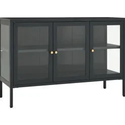 Armoires & Meubles De Rangement-vidaXL Buffet 105x35x70 cm Acier et verre Anthracite