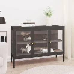 Armoires & Meubles De Rangement-vidaXL Buffet 105x35x70 cm Acier et verre Anthracite