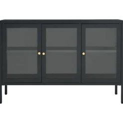 Armoires & Meubles De Rangement-vidaXL Buffet 105x35x70 cm Acier et verre Anthracite