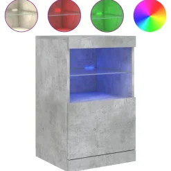 Armoires & Meubles De Rangement-vidaXL Buffet avec lumières LED 41x37x67 cm Gris béton