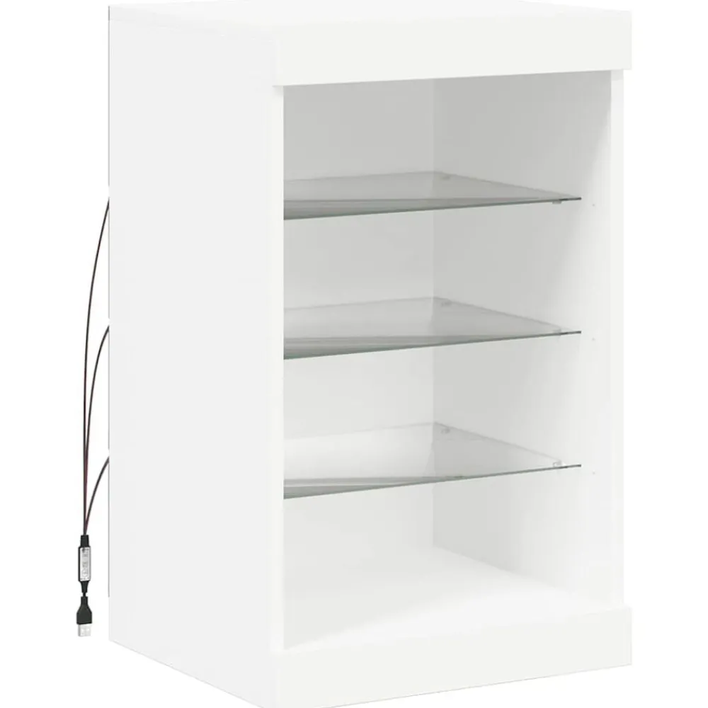 Armoires & Meubles De Rangement-vidaXL Buffet avec lumières LED 41x37x67 cm Blanc