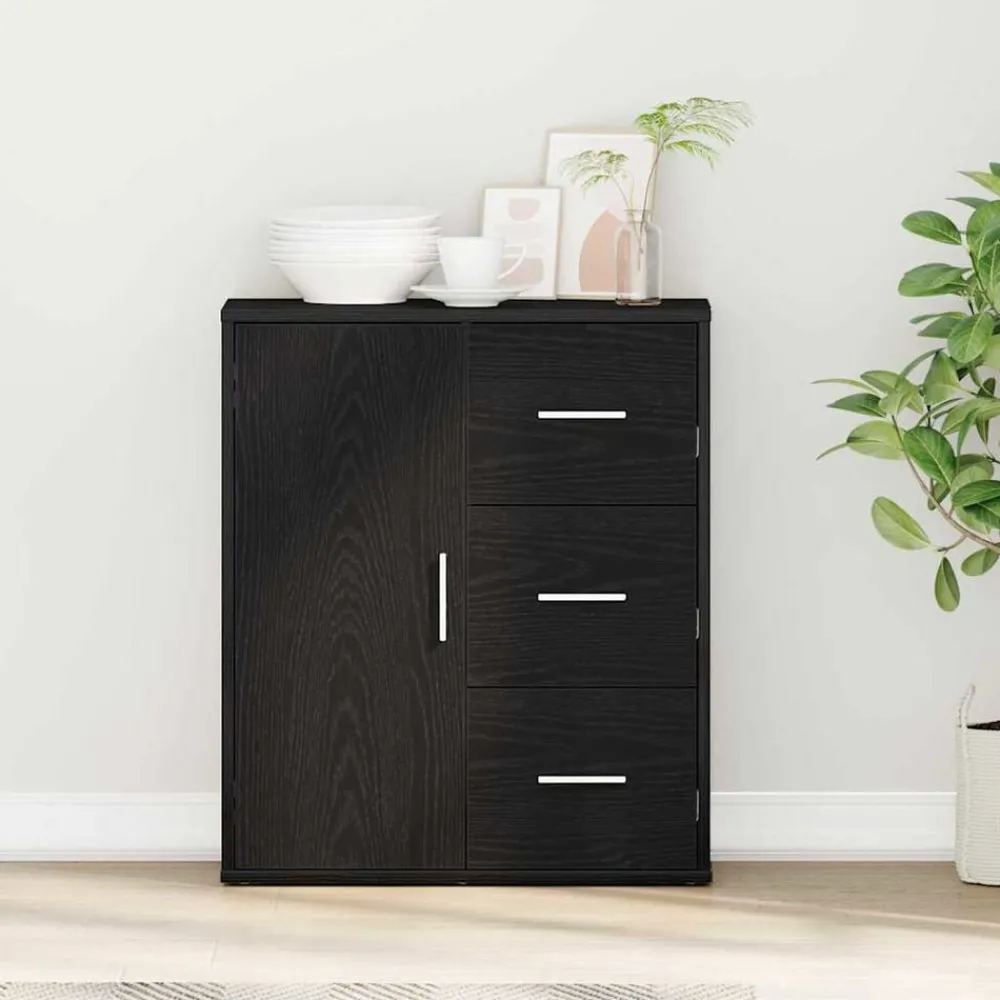 vidaXL Buffet avec tiroir Chêne noir 60 x 31 x 70 cm Bois d'ingénierie
