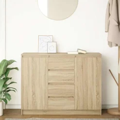 vidaXL Buffet avec tiroirs chêne sonoma 100,5x35x76 cm bois ingénierie