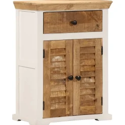 vidaXL Buffet blanc et marron 55x30x73 cm bois de manguier solide brut