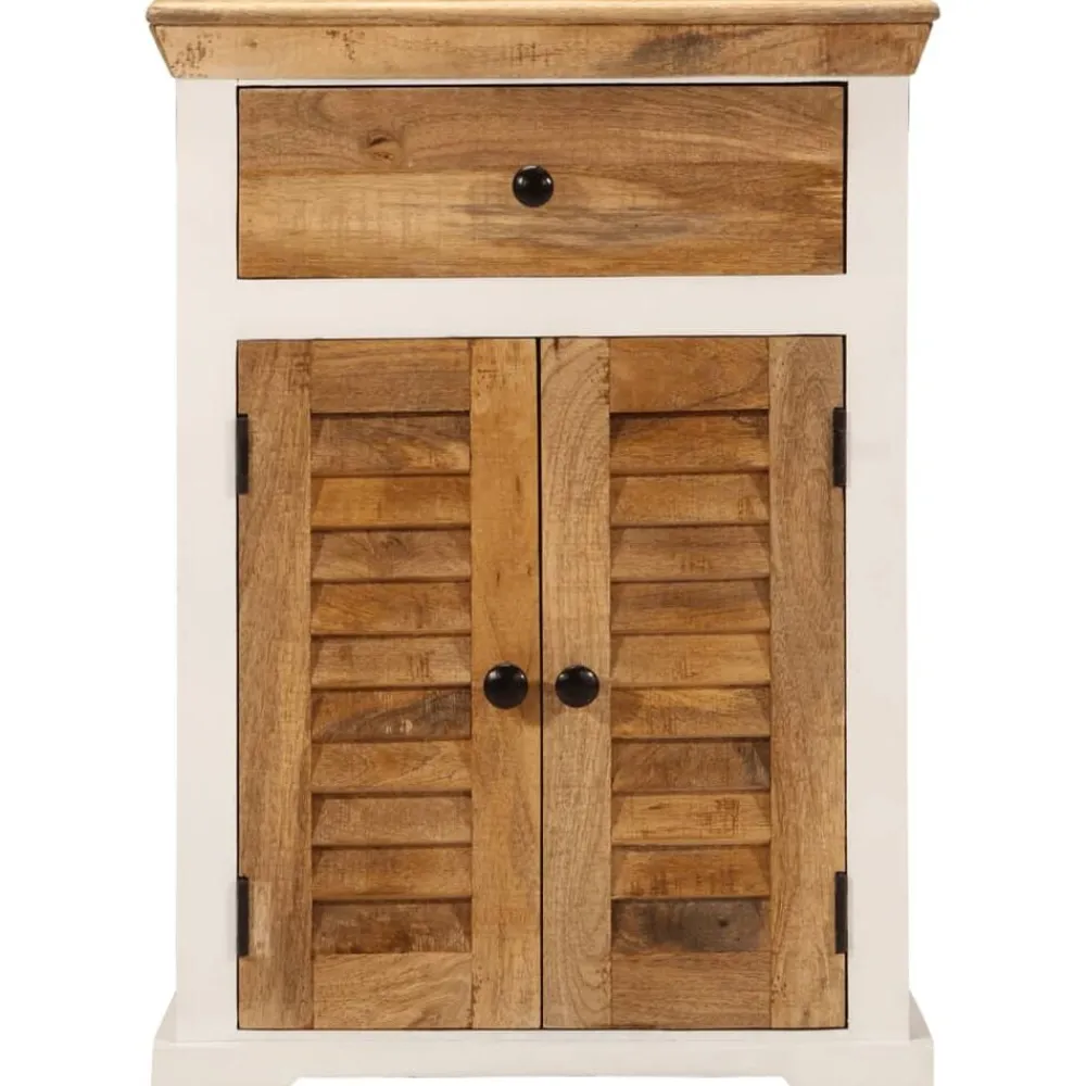 vidaXL Buffet blanc et marron 55x30x73 cm bois de manguier solide brut