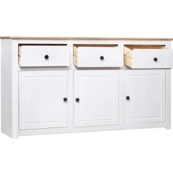 Armoires & Meubles De Rangement-vidaXL Buffet 135x40x80 cm Pin solide Gamme Panama Blanc