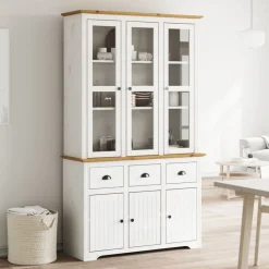 vidaXL Buffet BODO blanc et 115,5x43x200,5cm bois massif de pin