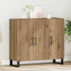 Armoires & Meubles De Rangement-vidaXL Buffet Chêne artisanal 90 x 34 x 80 cm Bois d'ingénierie ch&ecirc;ne artisanal