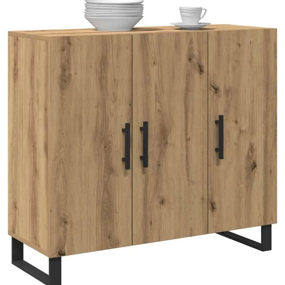 Armoires & Meubles De Rangement-vidaXL Buffet Chêne artisanal 90 x 34 x 80 cm Bois d'ingénierie chêne artisanal