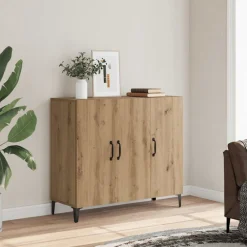 Armoires & Meubles De Rangement-vidaXL Buffet chêne artisanal 90x34x80 cm bois d'ingénierie ch&ecirc;ne artisanal