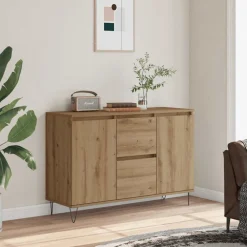 vidaXL Buffet chêne artisanal 101,5x35x70 cm bois d'ingénierie