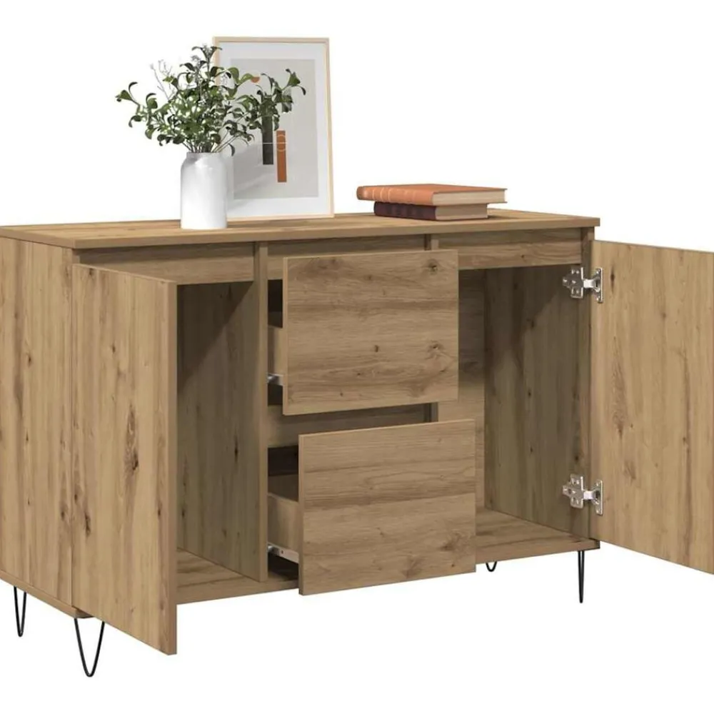 vidaXL Buffet chêne artisanal 101,5x35x70 cm bois d'ingénierie