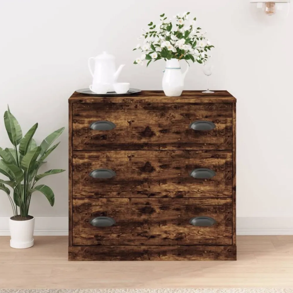 vidaXL Buffet chêne fumé 70x35,5x67,5 cm bois d'ingénierie