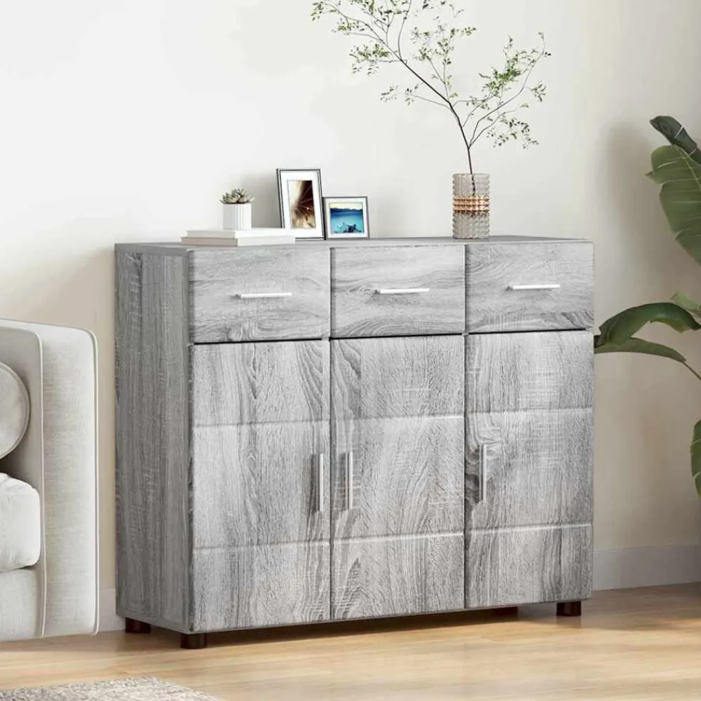 vidaXL Buffet FLORIN Gris Sonoma 88,5 x 30,5 x 73 cm Bois d'ingénierie