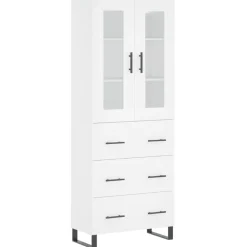 Armoires & Meubles De Rangement-vidaXL Buffet haut 69,5x34x180 cm Bois d'ingénierie Blanc