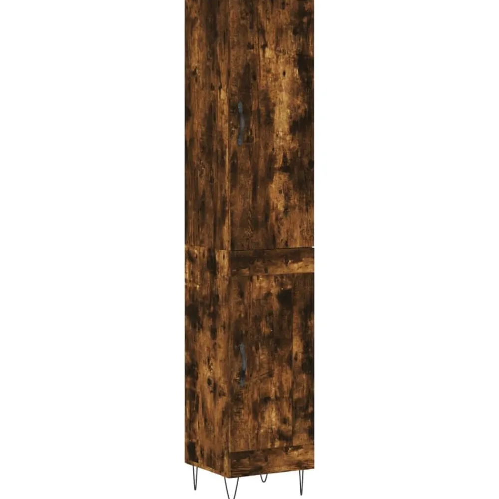 Armoires & Meubles De Rangement-vidaXL Buffet haut Chêne fumé 34,5x34x180 cm Bois d'ingénierie Chêne fumé