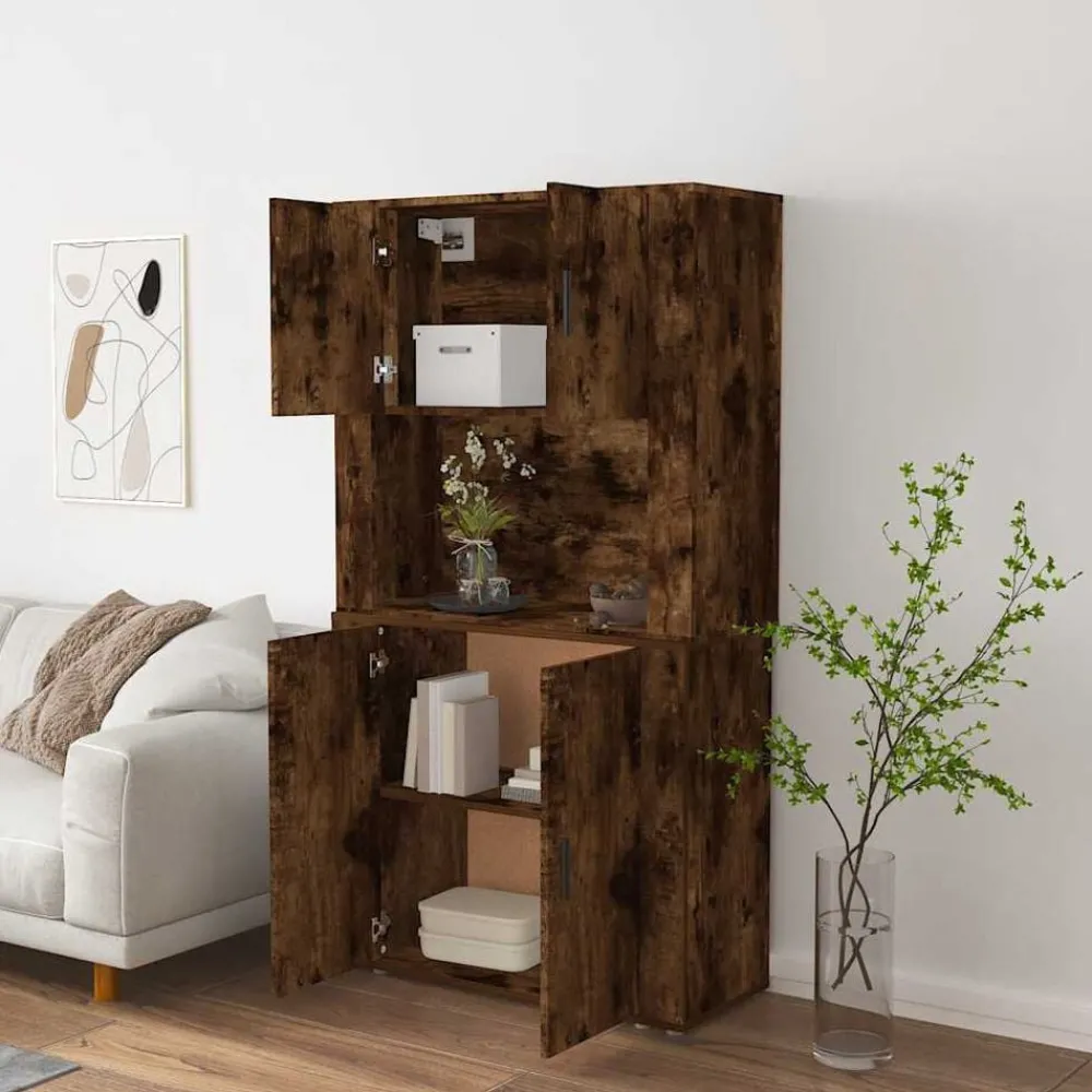 Armoires & Meubles De Rangement-vidaXL Buffet haut Chêne fumé Bois d'ingénierie Chêne fumé