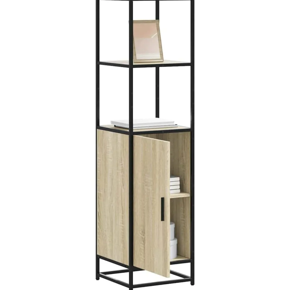 Armoires & Meubles De Rangement-vidaXL Buffet haut chêne sonoma 35,5x35x139 cm bois d'ingénierie métal Chêne sonoma