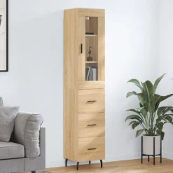 vidaXL Buffet haut Chêne sonoma 34,5x34x180 cm Bois d'ingénierie