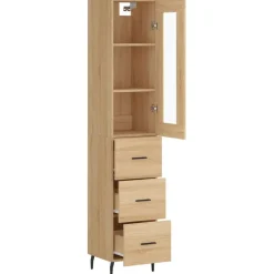 vidaXL Buffet haut Chêne sonoma 34,5x34x180 cm Bois d'ingénierie