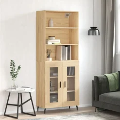 vidaXL Buffet haut Chêne sonoma 69,5x34x180 cm Bois d'ingénierie