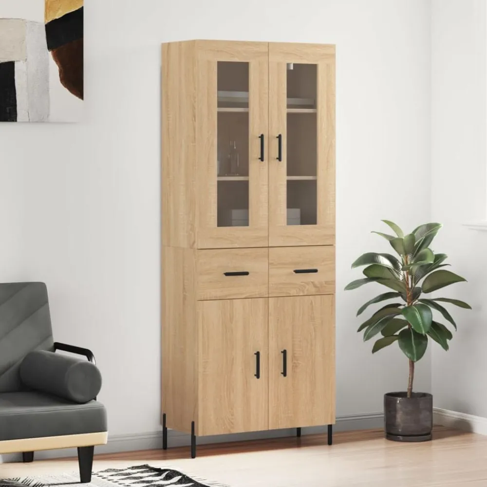 Armoires & Meubles De Rangement-vidaXL Buffet haut Chêne sonoma 69,5x34x180 cm Bois d'ingénierie Chêne sonoma