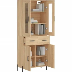 Armoires & Meubles De Rangement-vidaXL Buffet haut Chêne sonoma 69,5x34x180 cm Bois d'ingénierie Chêne sonoma
